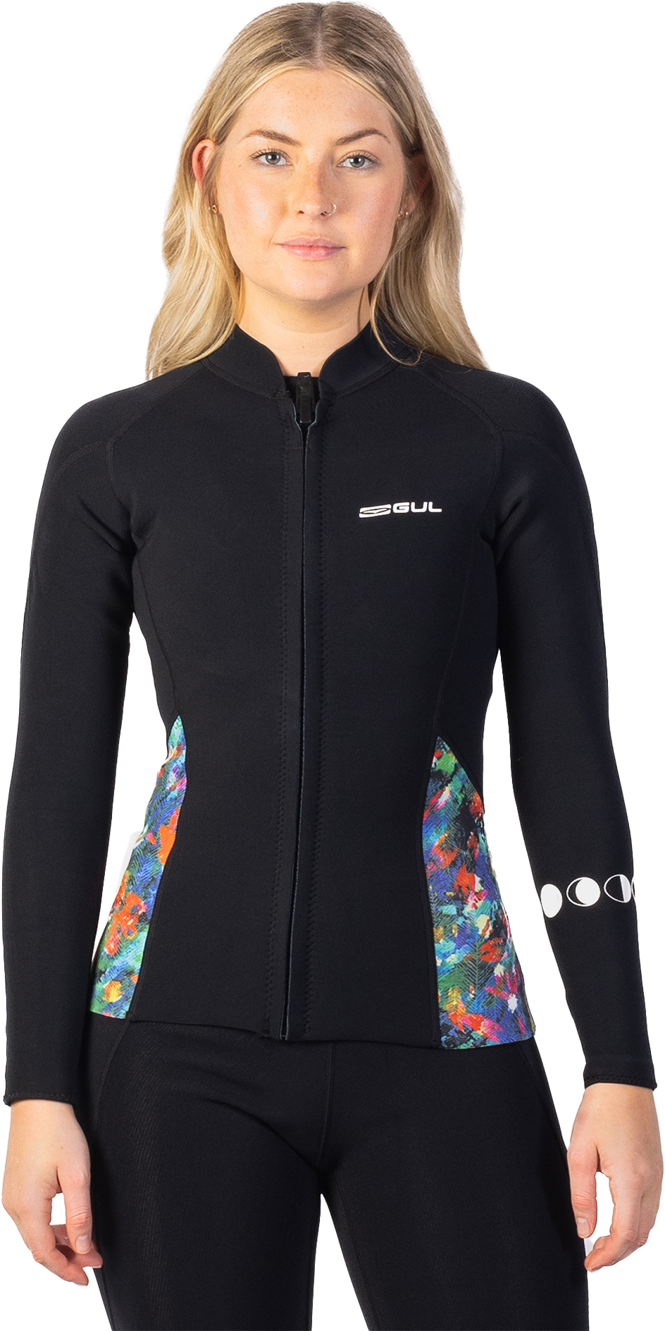 2025 Gul Womens Luna7 Front Zip SUP Wetsuit Jacket LA6301-C1 - Black / Jungle